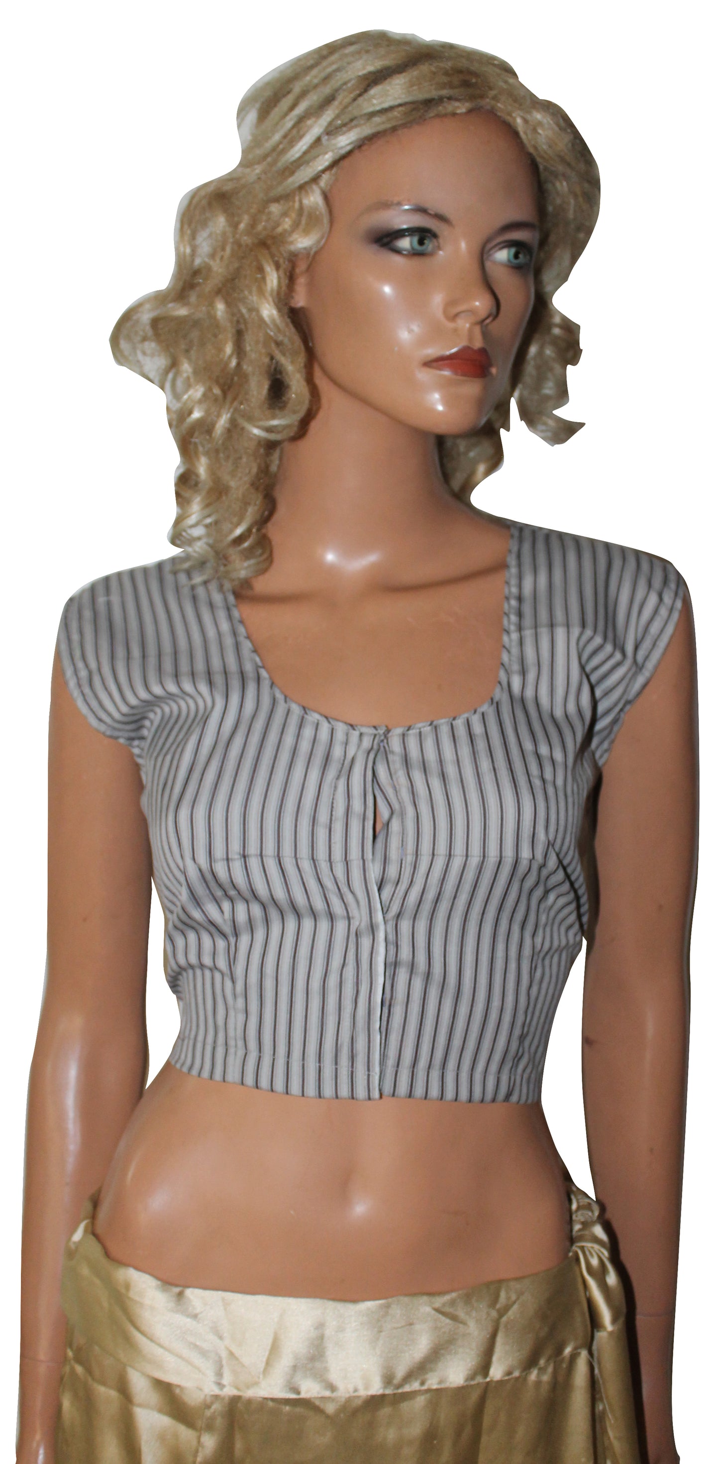 Gray Designer Saree Choli Blouse Crop Top Chest Size 38