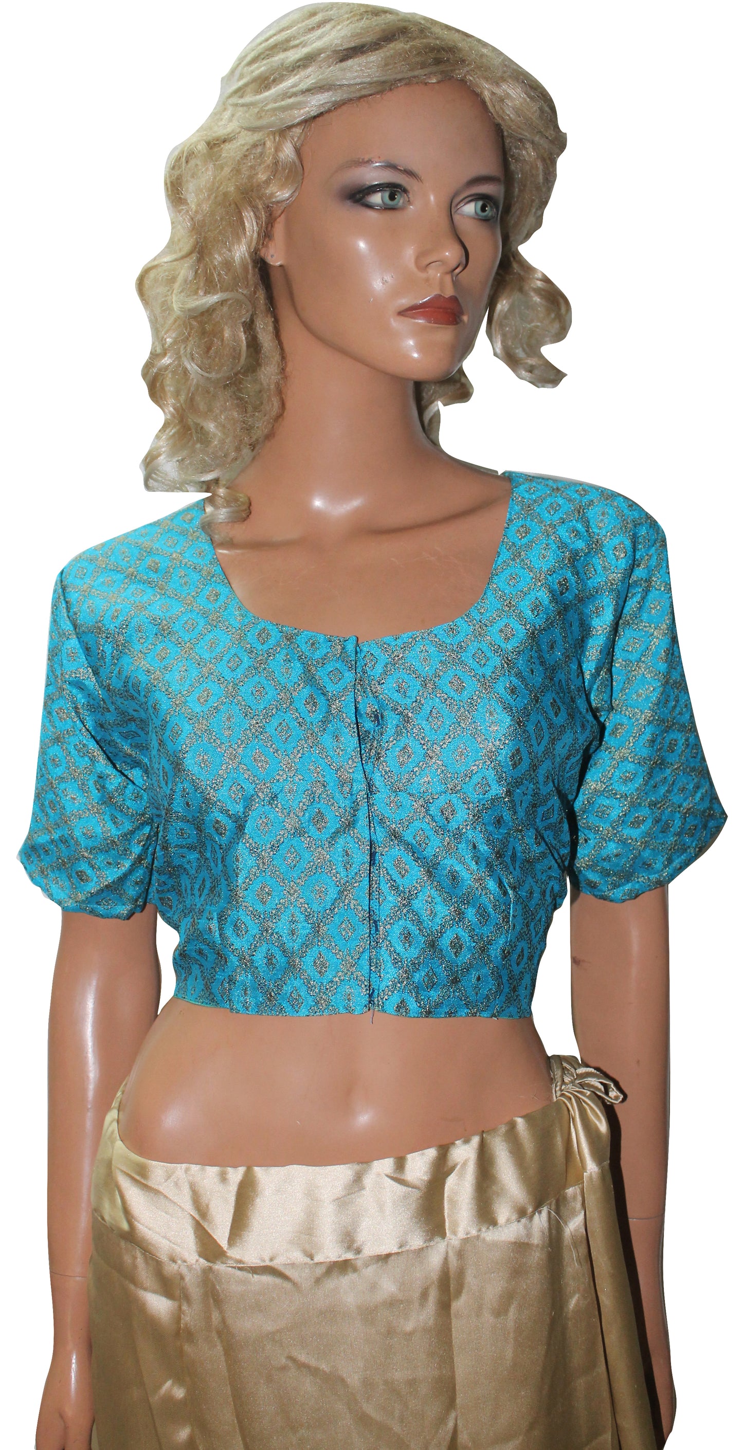 Blue Designer Saree Choli Blouse Crop Top Chest Size 42