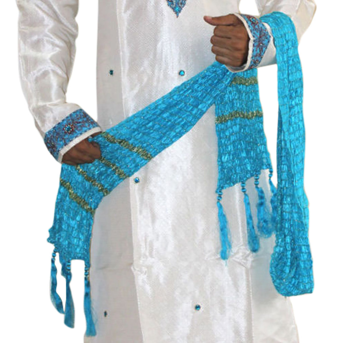 Blue Men Dupatta Shawl Scarf Match Kurta Sherwani
