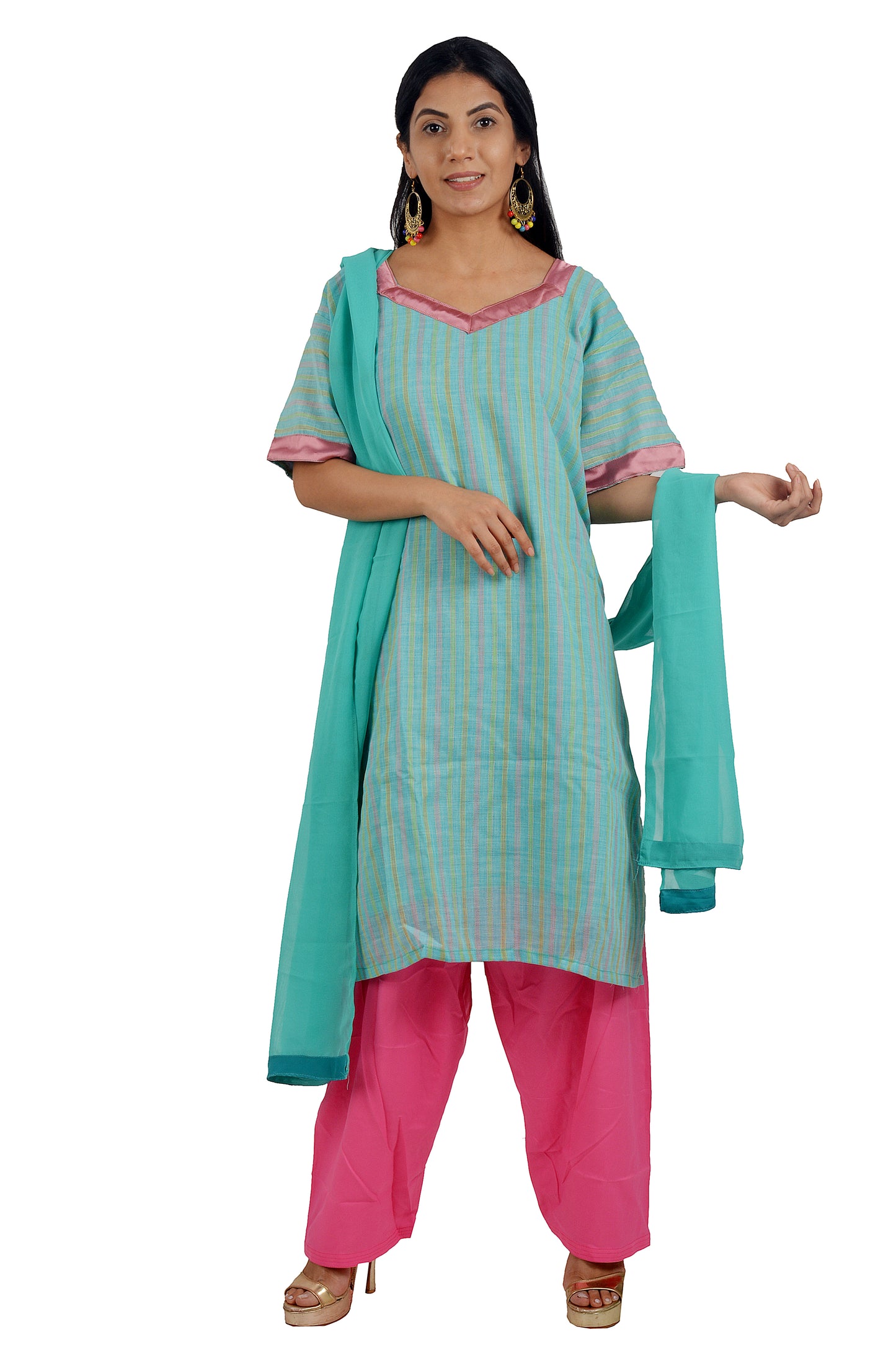 Blue Cotton Salwar kameez chest Plus  Size 54