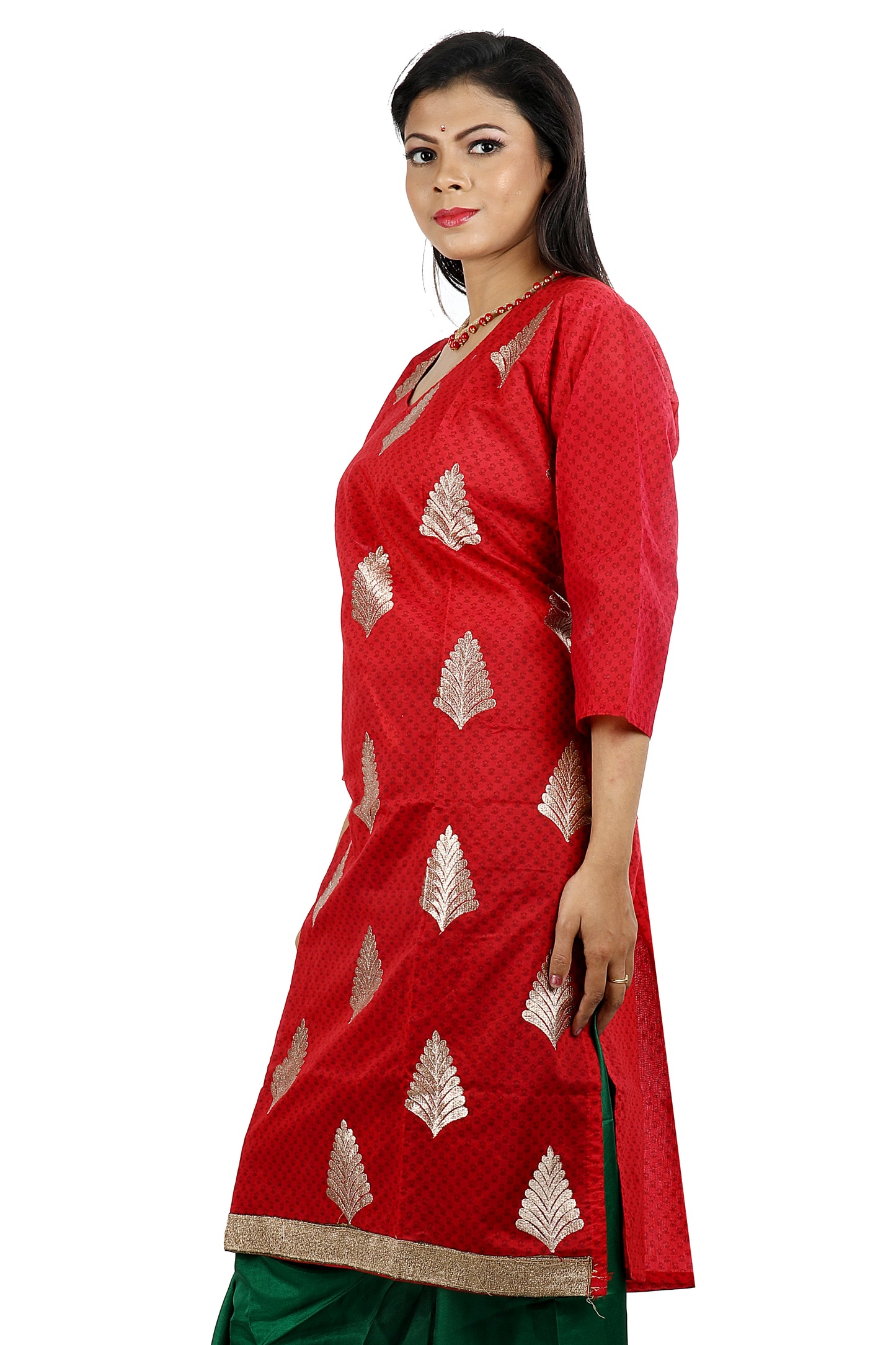 Red Green Embroidered Cotton Salwar kameez Dress Plus Size 52
