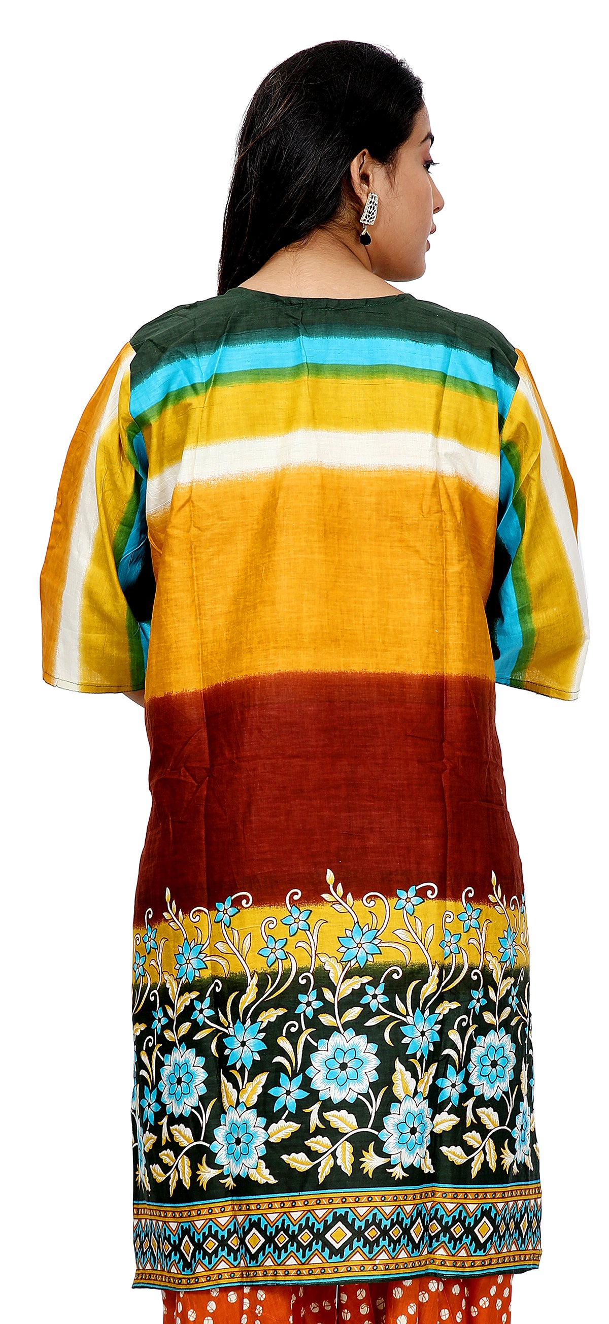 Orange Bandhani Cotton Salwar kameez Palazzo Dress Plus Size 50