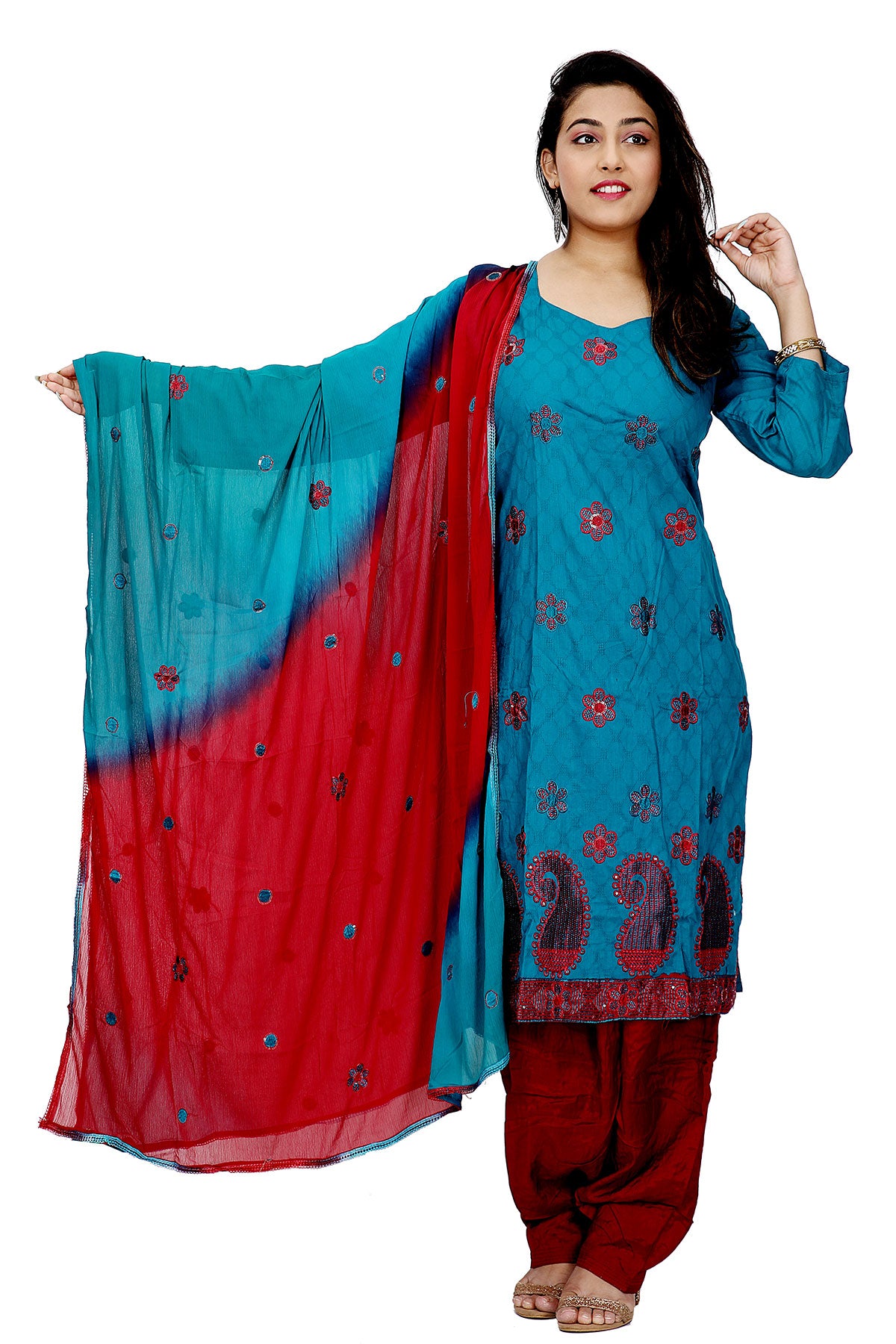 Blue Embroidered Salwar kameez Dress Chest size 52