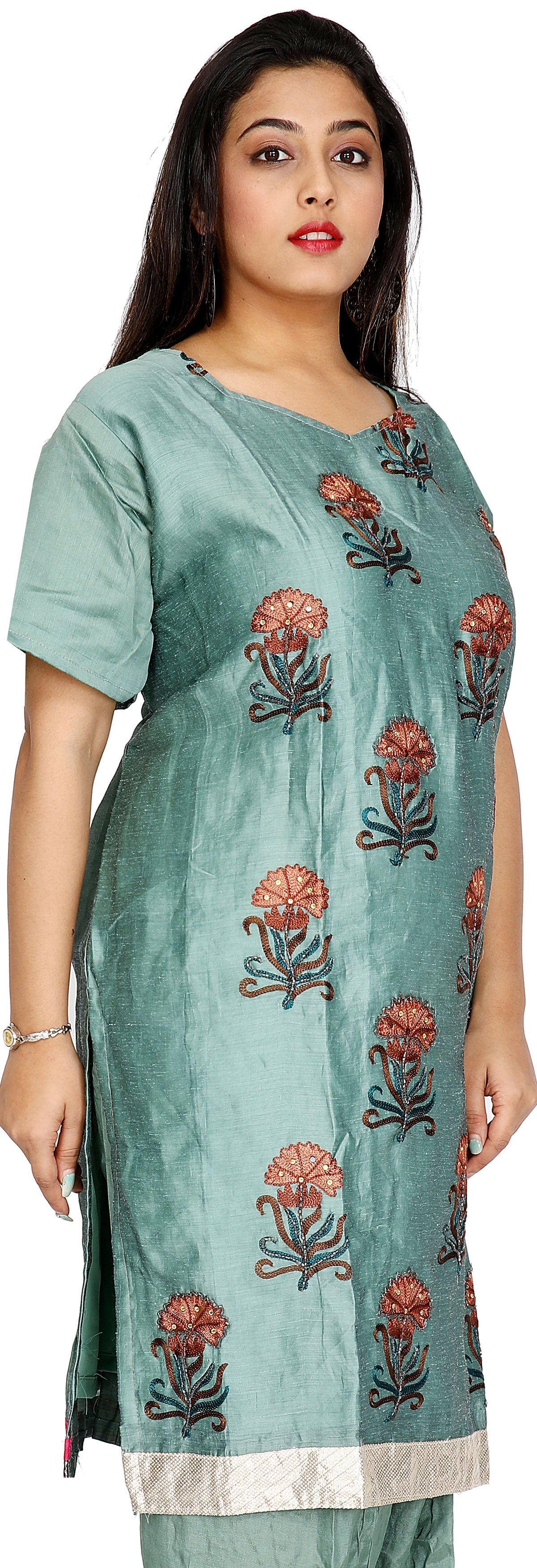 Green High Quality Party Wear Salwar kameez Chest Size 50,54,56