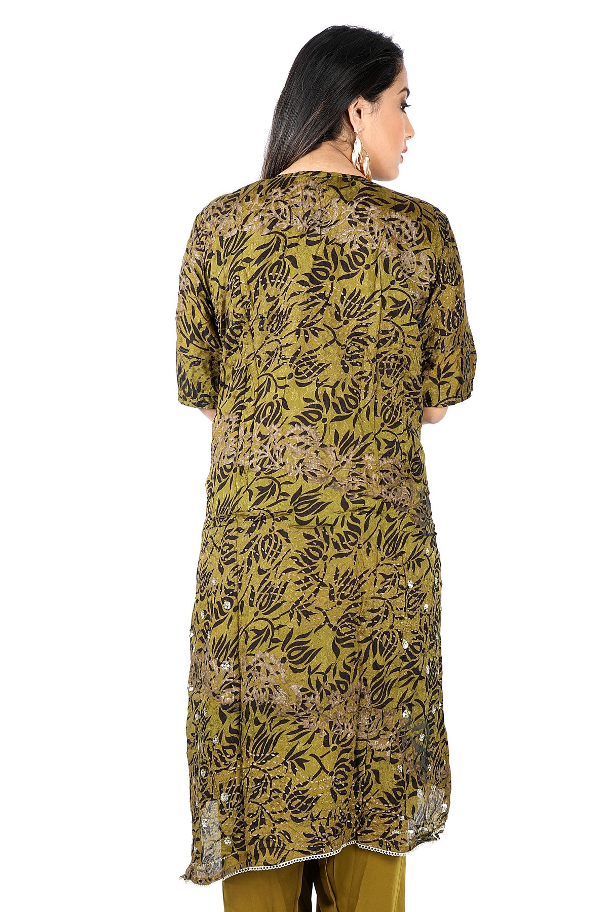 Olive Designer Embroidered Salwar kameez Plus chest Size 50