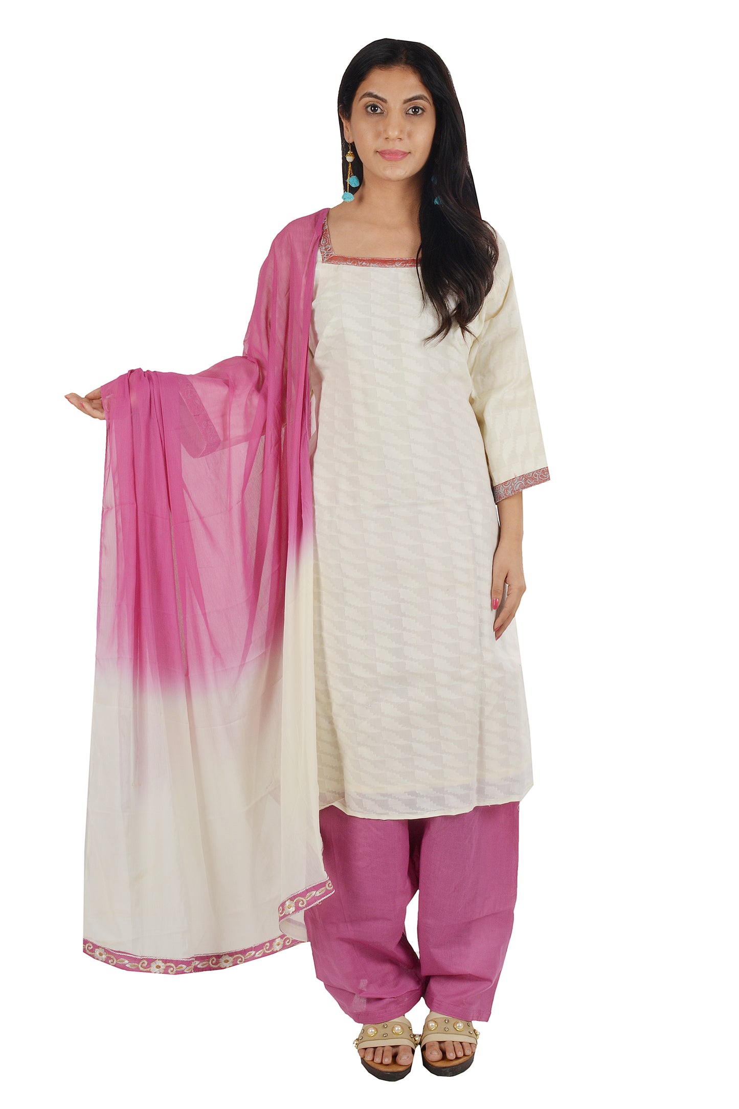 Cream Cotton Salwar kameez Dress Plus chest Size 50