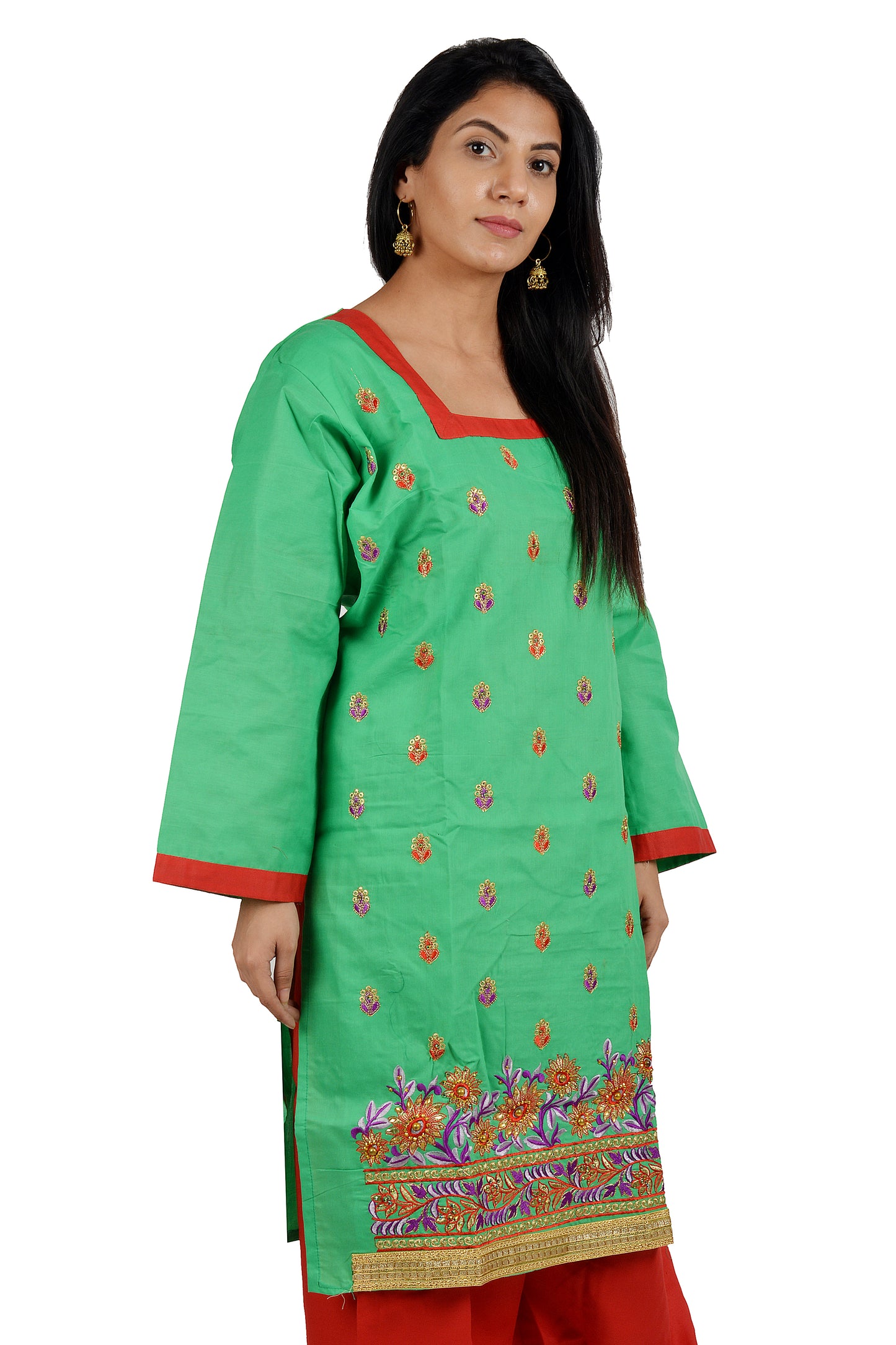 Green Cotton Salwar kameez Dress Plus chest Size 48