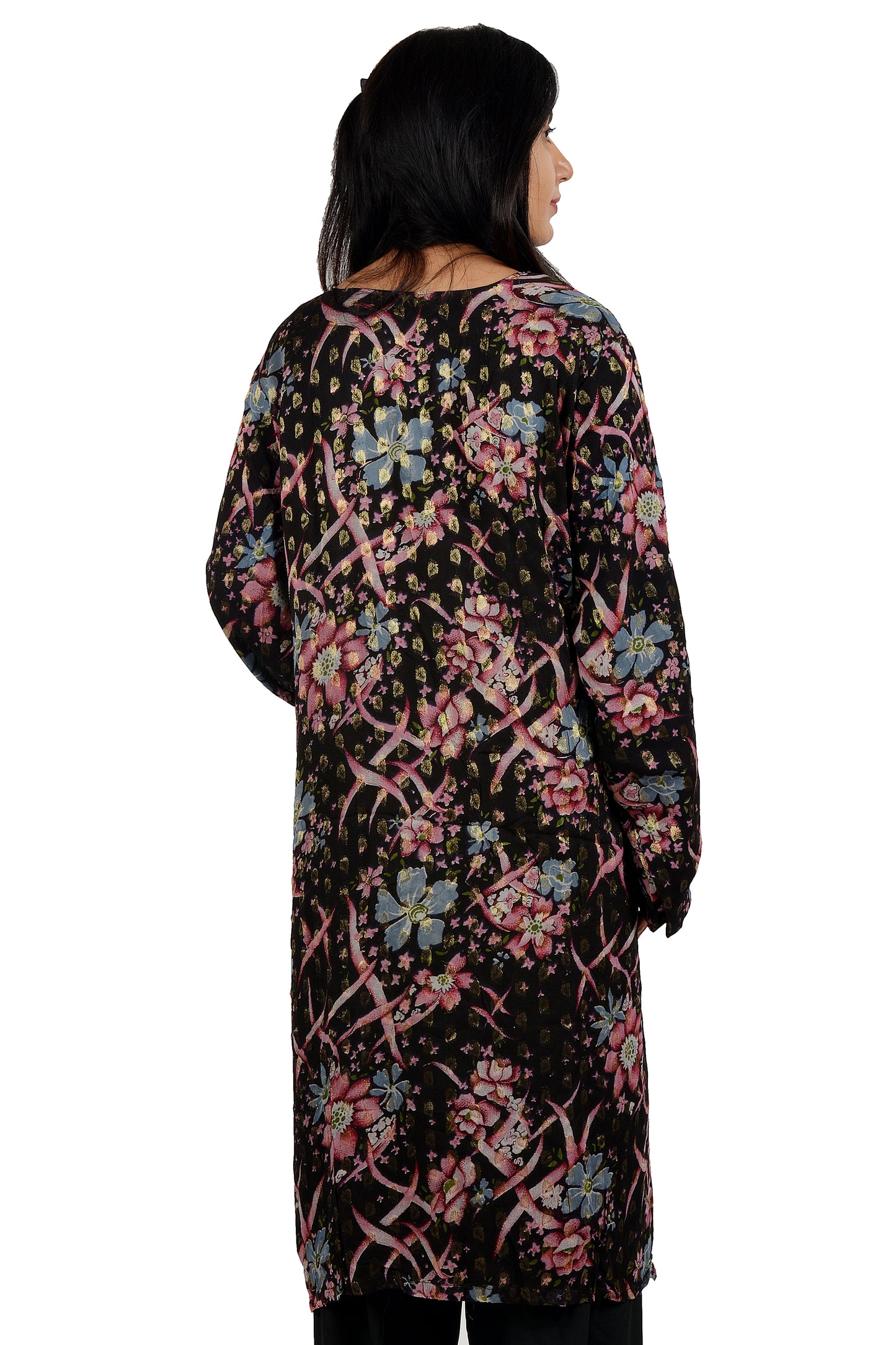 Black Floral Print Salwar kameez Plus Size 48,50,52