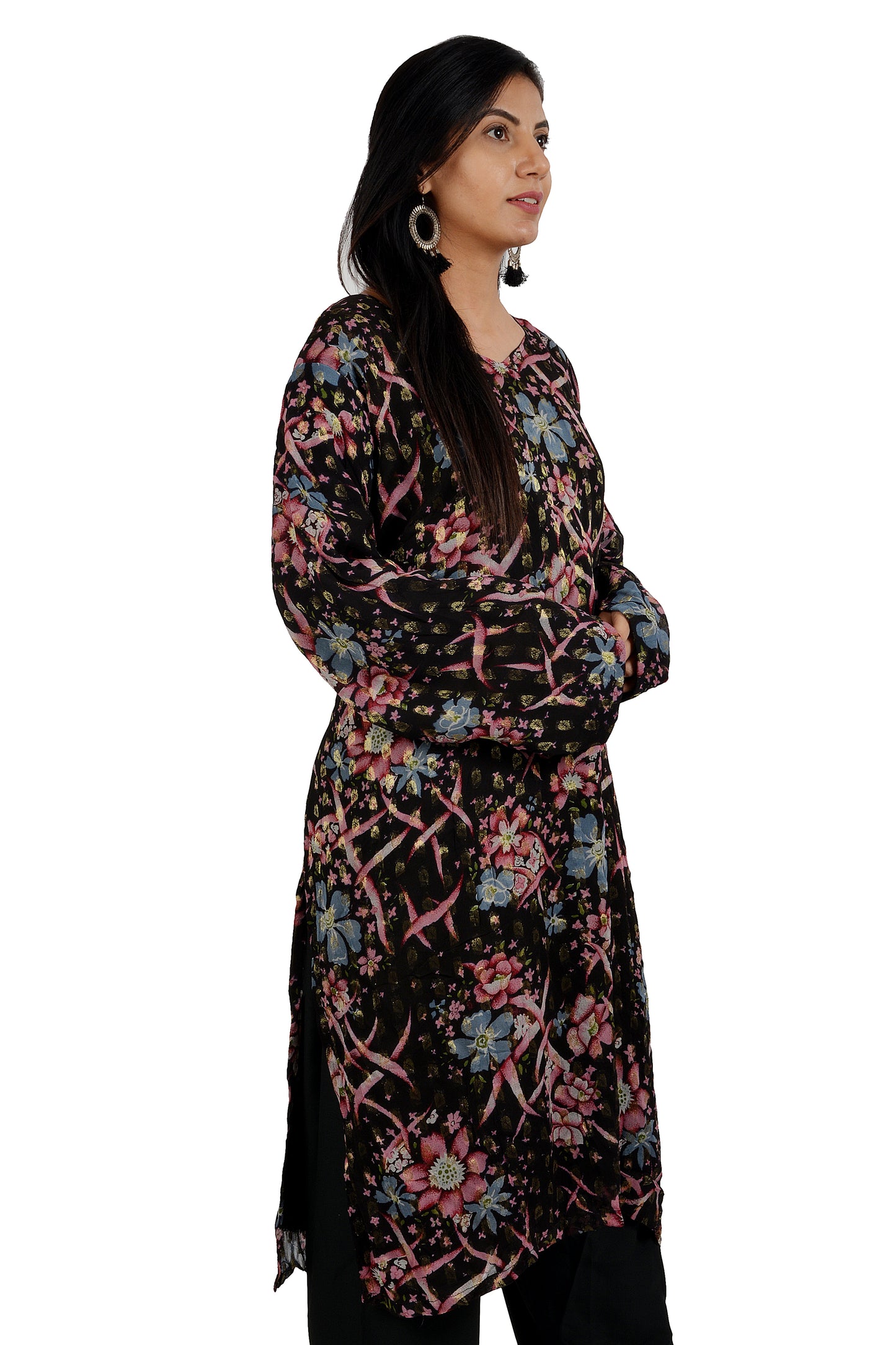 Black Floral Print Salwar kameez  Plus Size 48,50,52