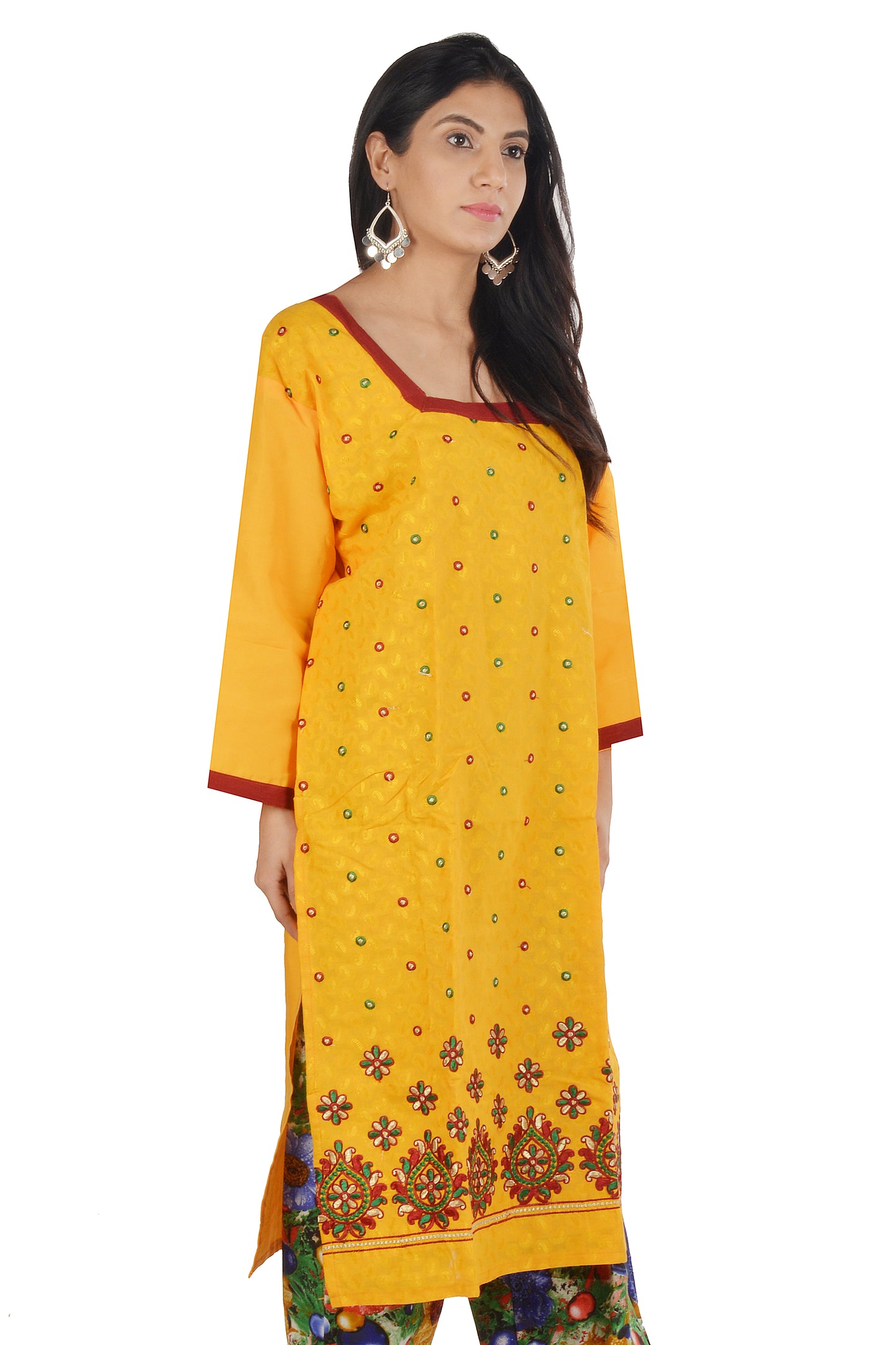 Yellow  Cotton Salwar kameez Dress  chest Size 44