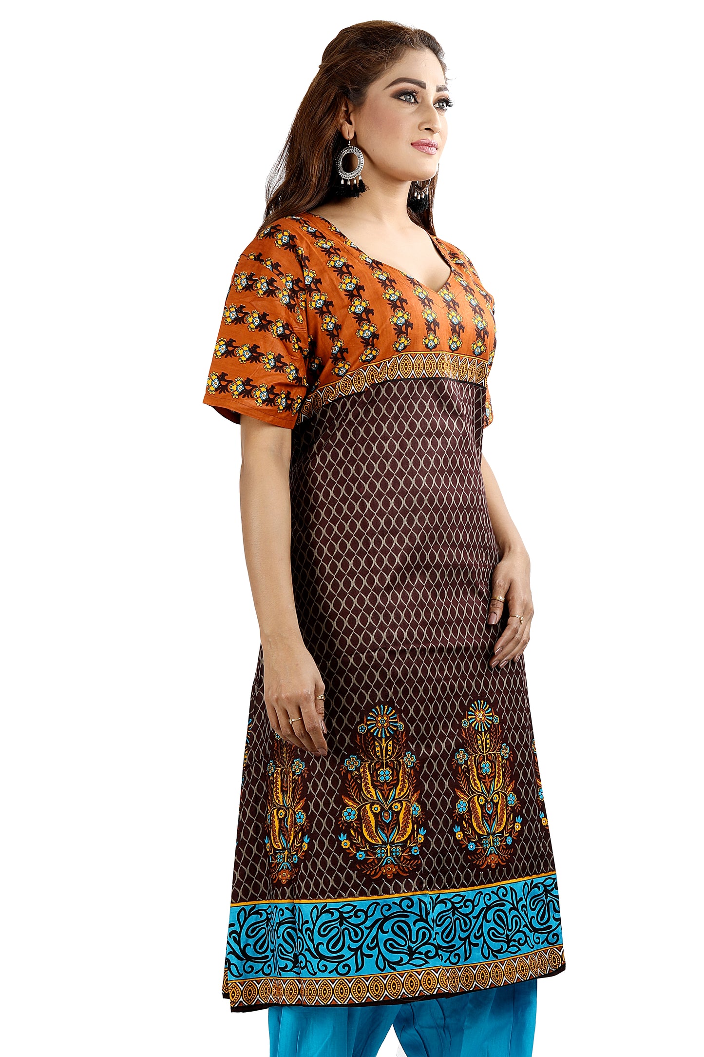 Brown Cotton Salwar kameez chest Pus size 54