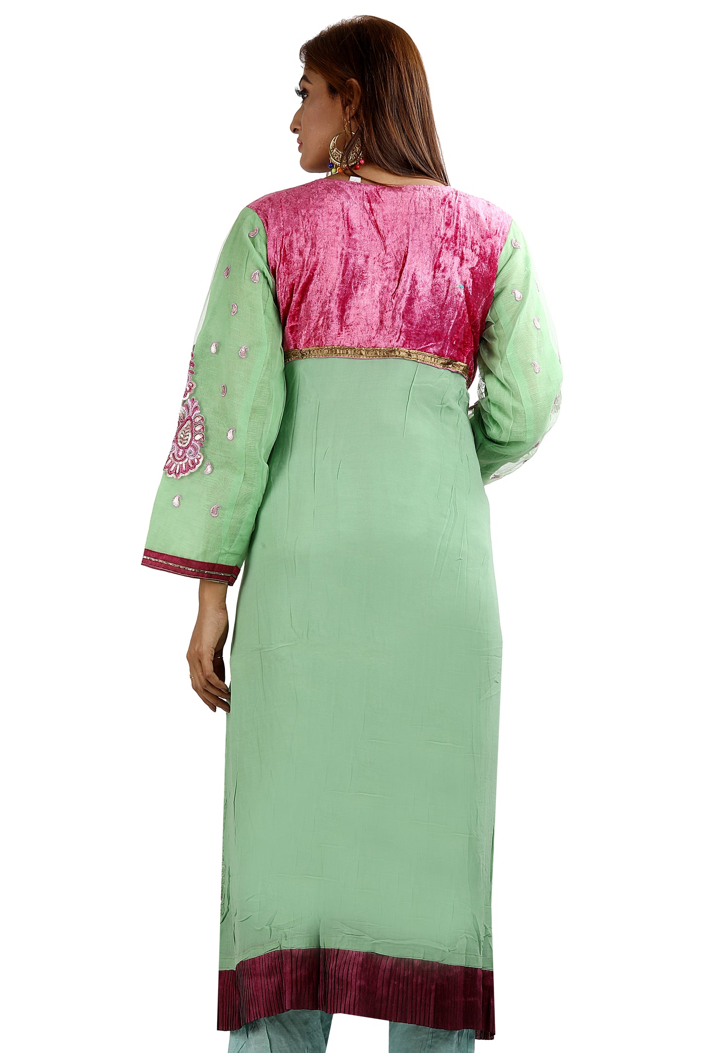 Green DesignerEmbroidered Party Wear Salwar kameez Plus Chest Size 50