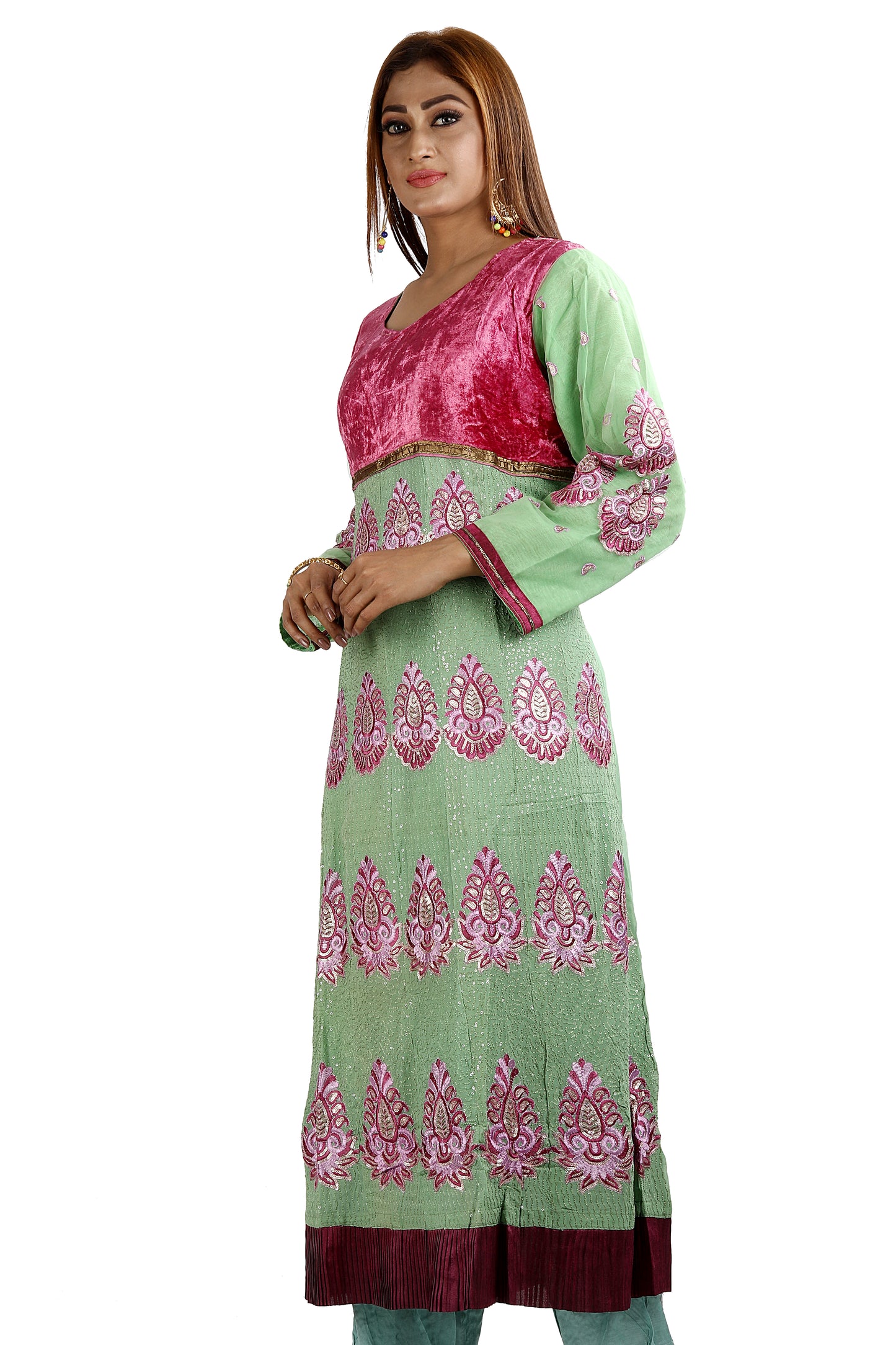 Green DesignerEmbroidered Party Wear Salwar kameez Plus Chest Size 50