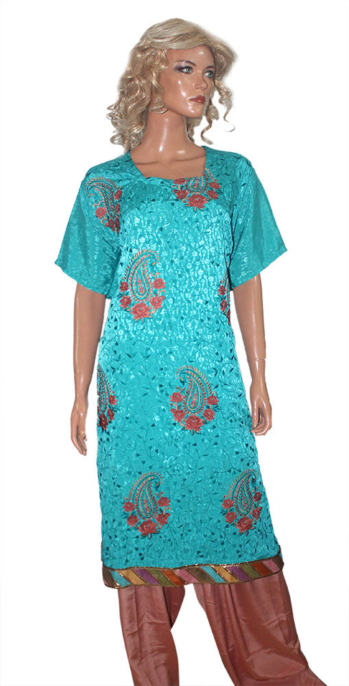 Blue Indian Wedding party wear Formal Salwar kameez Dress Plus Size 54