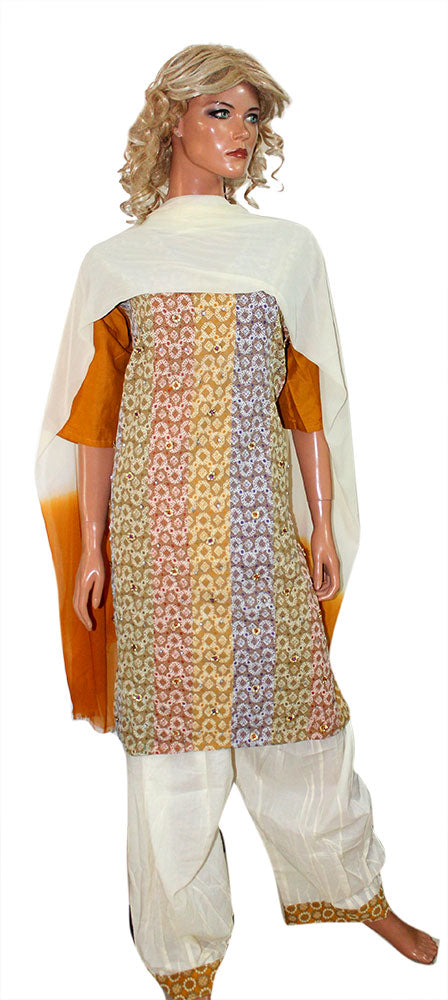 Brown Cotton salwar kameez Plus size 48