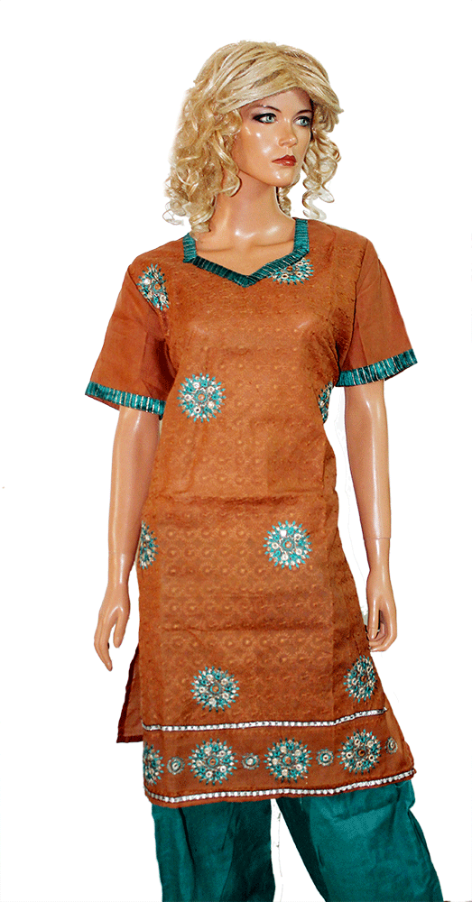 Brown Cotton Salwar kameez size 46