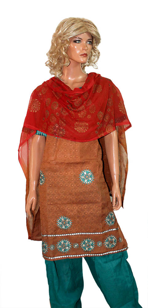 Brown Cotton Salwar kameez size 46