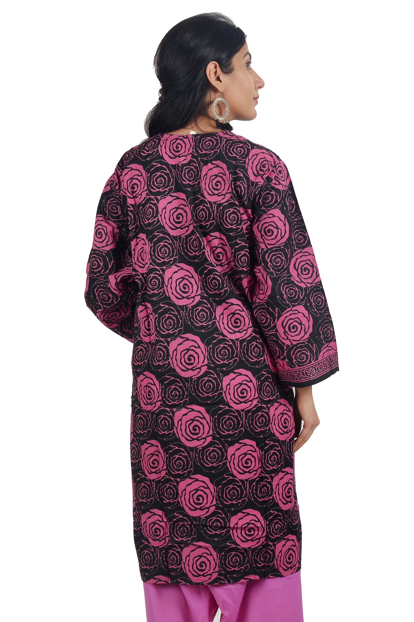 Black Floral Print Cotton Salwar kameez Plus Size ,52
