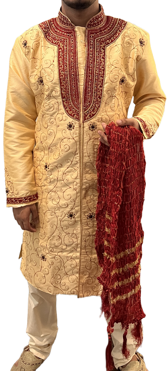 Apparelsonline Red Men Dupatta Stole Scarf Wedding Shawl Kurta Sherwani