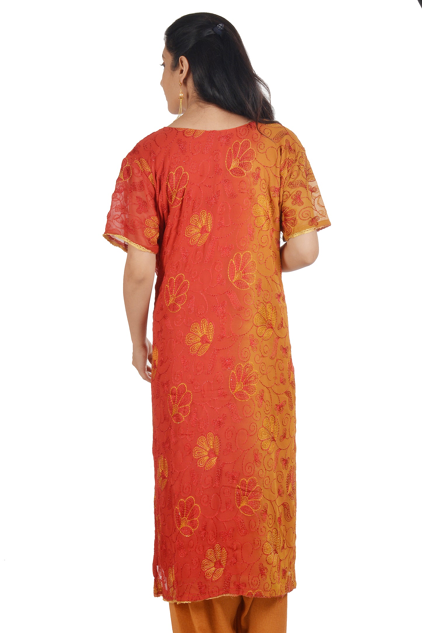 Red Chiffon Dress Salwar kameez Plus chest Size 48