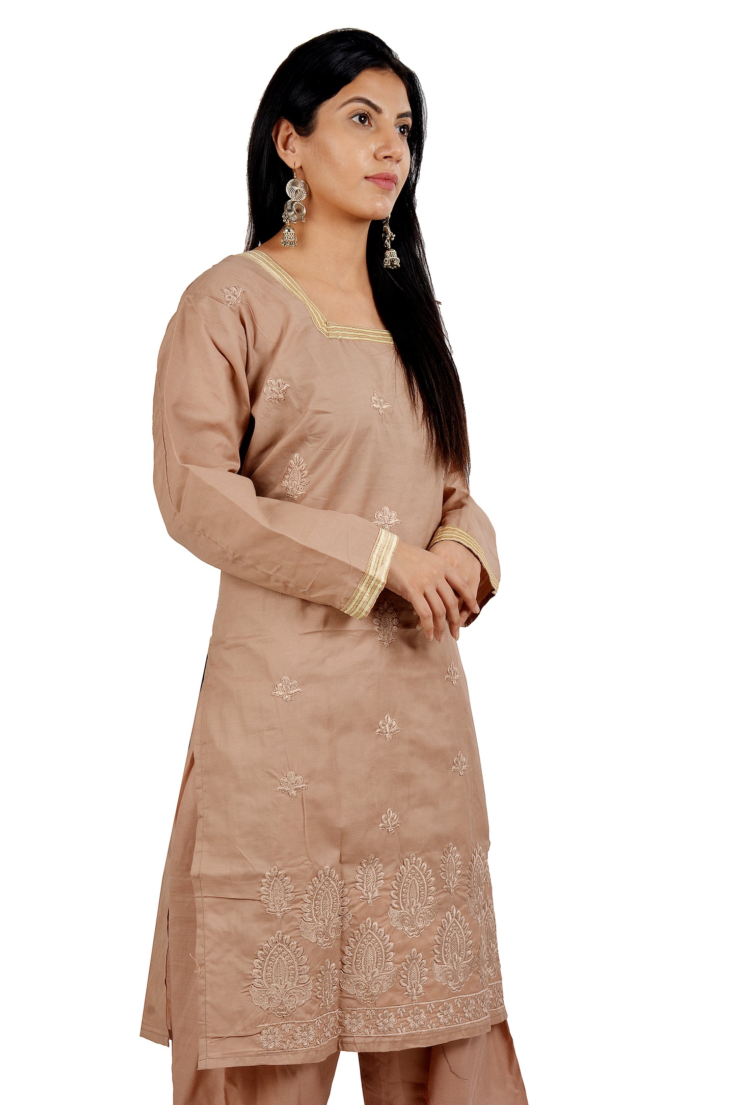 Brown Cotton Salwar kameez Dress Plus Size 48