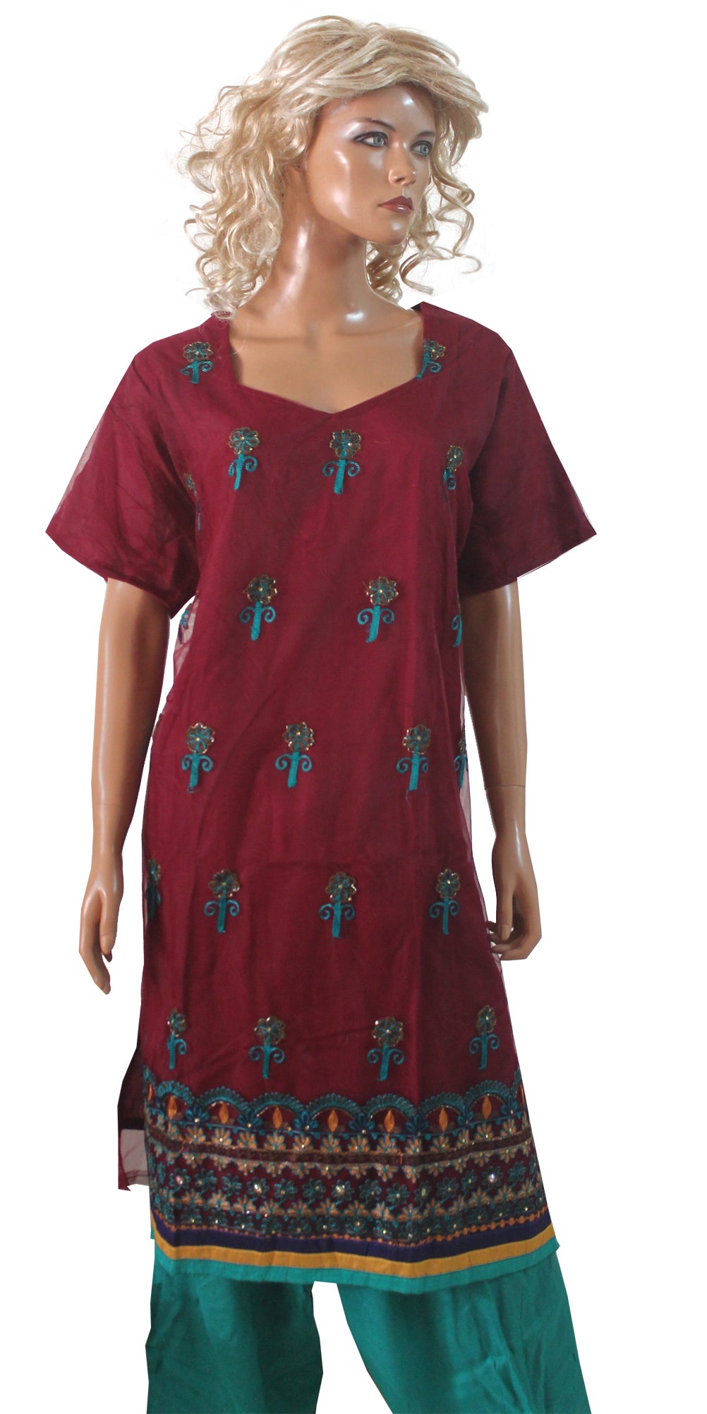 Maroon Net Designer Salwar kameez Dress Plus Size 52