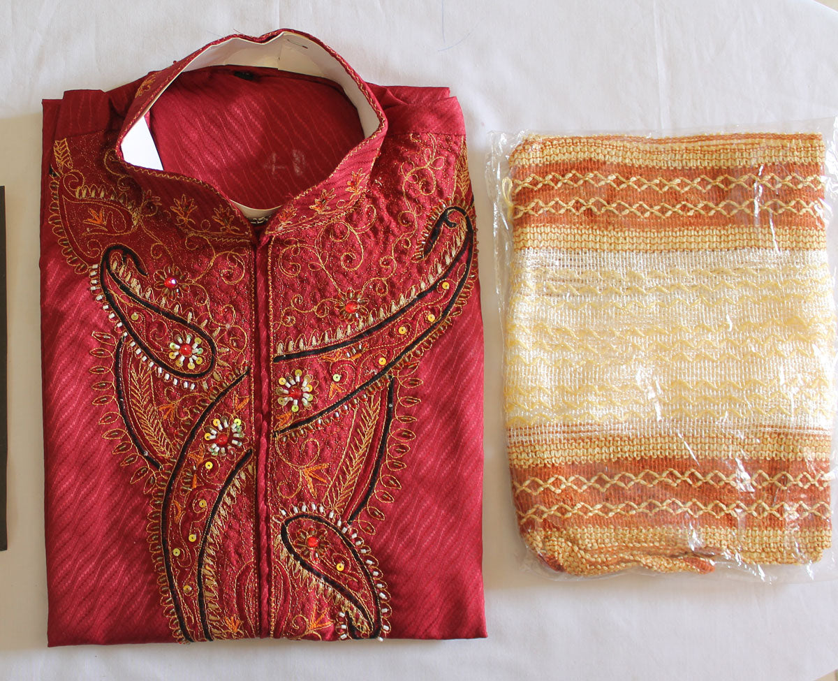 Red Embroidered Boys Kurta pajama For Age 13,14,