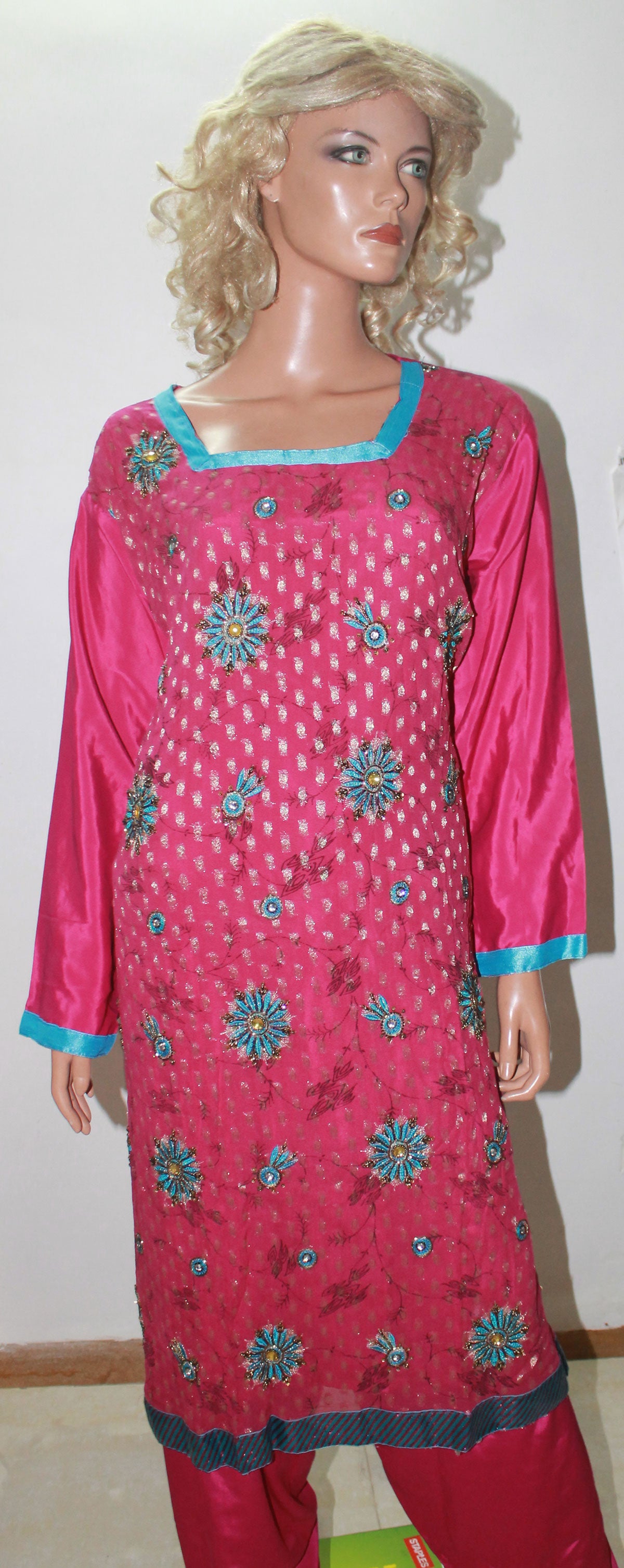 Hot Pink Party Wear Salwar kameez Dress Plus Size 50