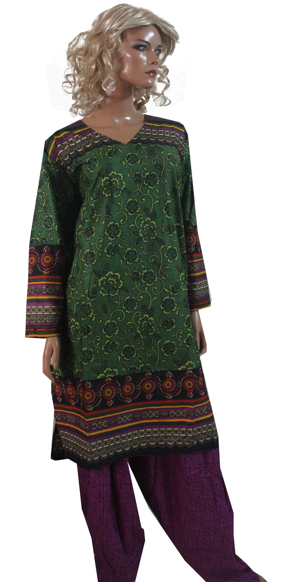 Green 100% Soft Cotton Salwar Kameez Dress Plus Chest size 56