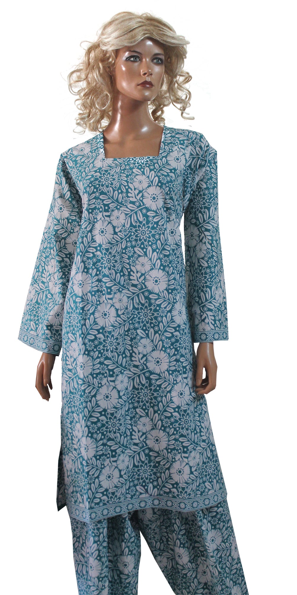 Blue Soft Cotton Salwar kameez Dress Plus Size 50