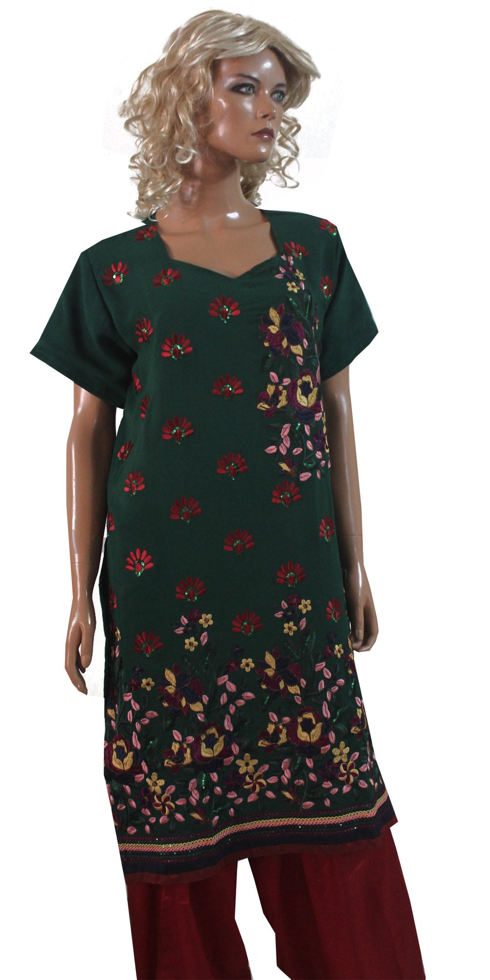 Green Embroidered Salwar kameez Dress Plus Size 52