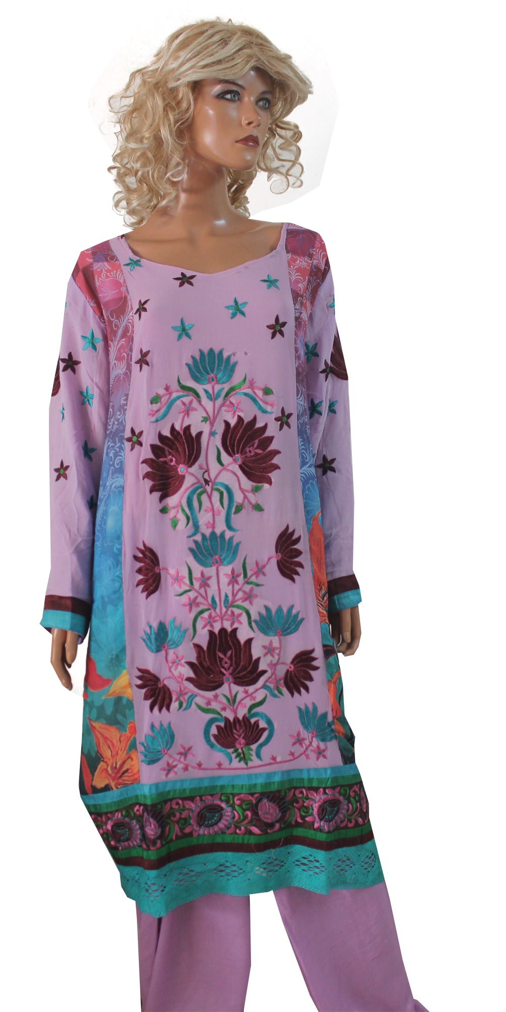 Purple Designer Embroidered Salwar kameez Chest Size 50