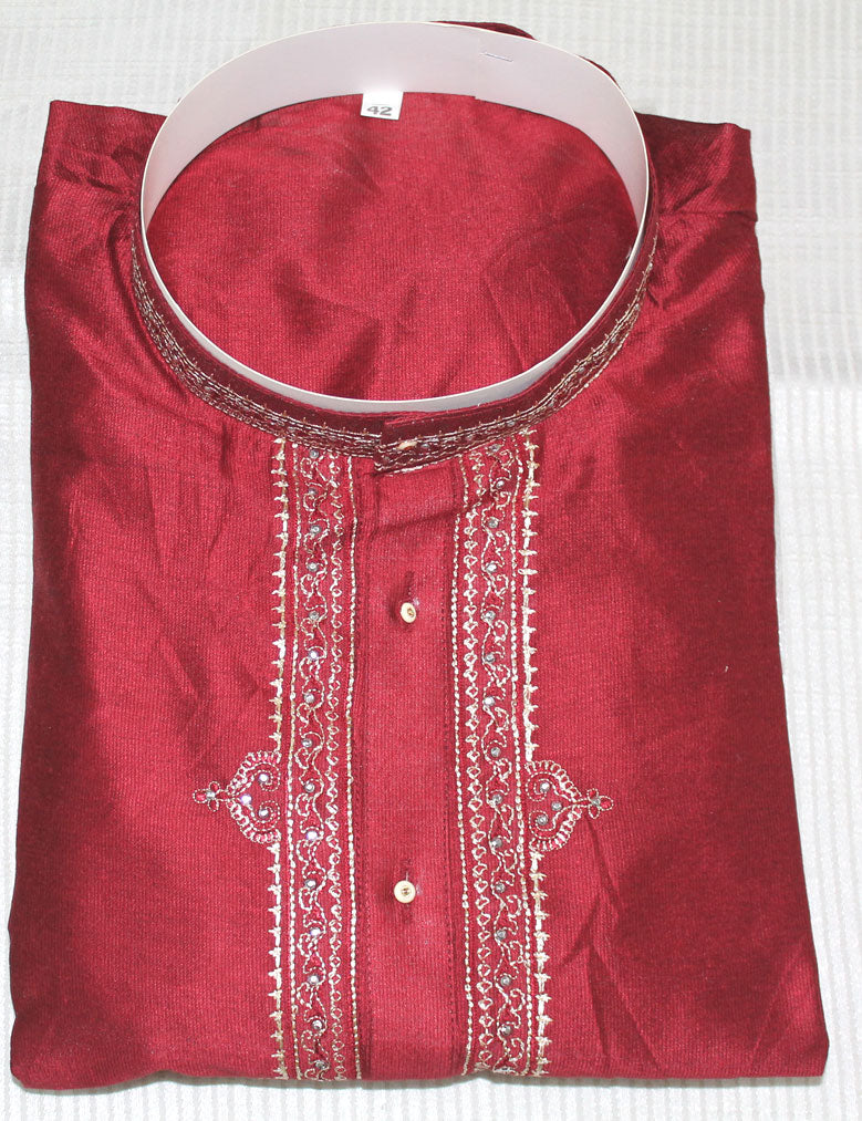 Red Embroidered Indian Boys Kurta pajama Set For Age 13,14,