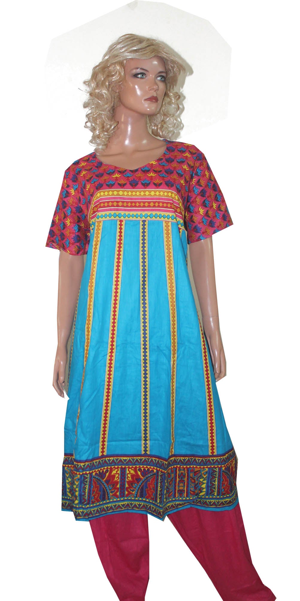 Blue Cotton Designer High Quality Salwar kameez Plus Size 50