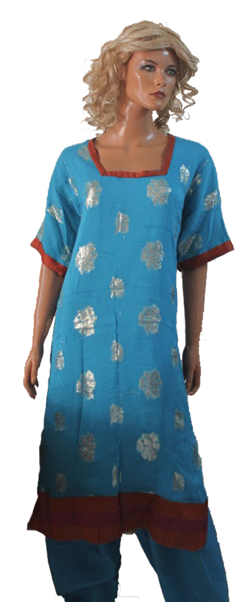 Blue Shinny Salwar kameez Plus Size 48,50,52