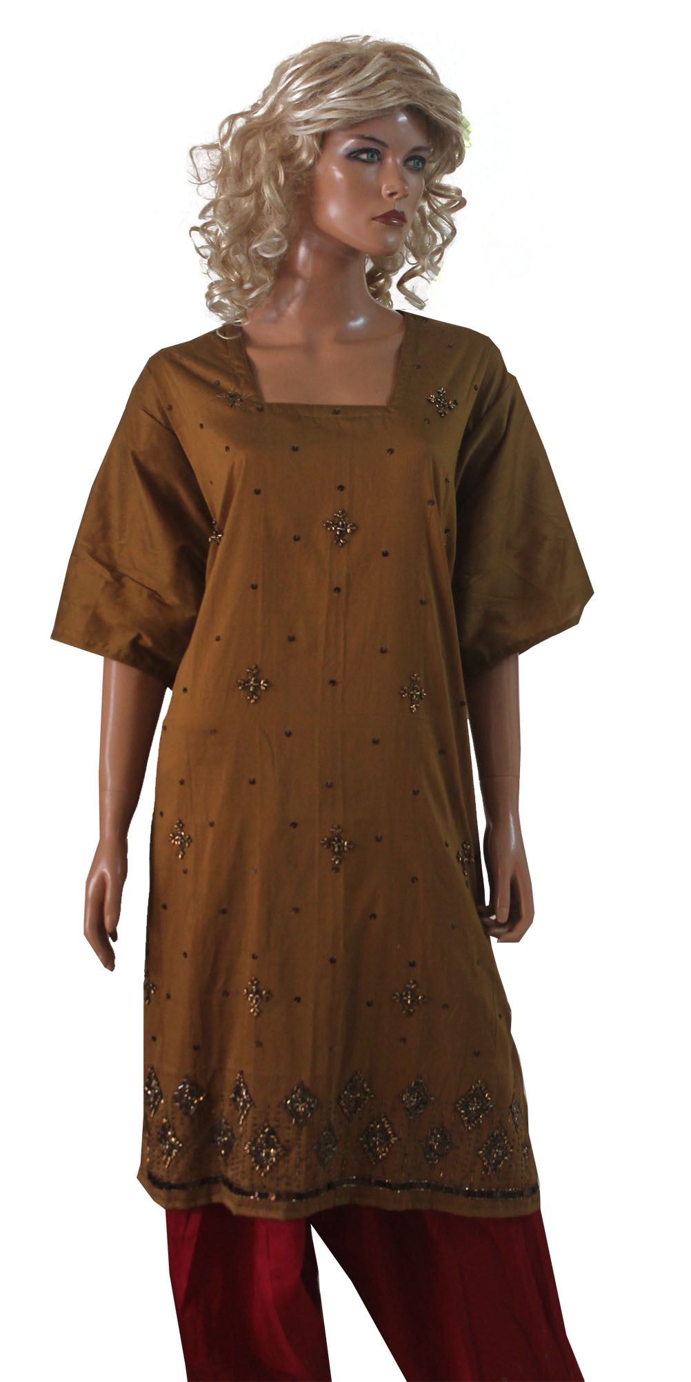 Brown Cotton Salwar kameez Dress plus size 52