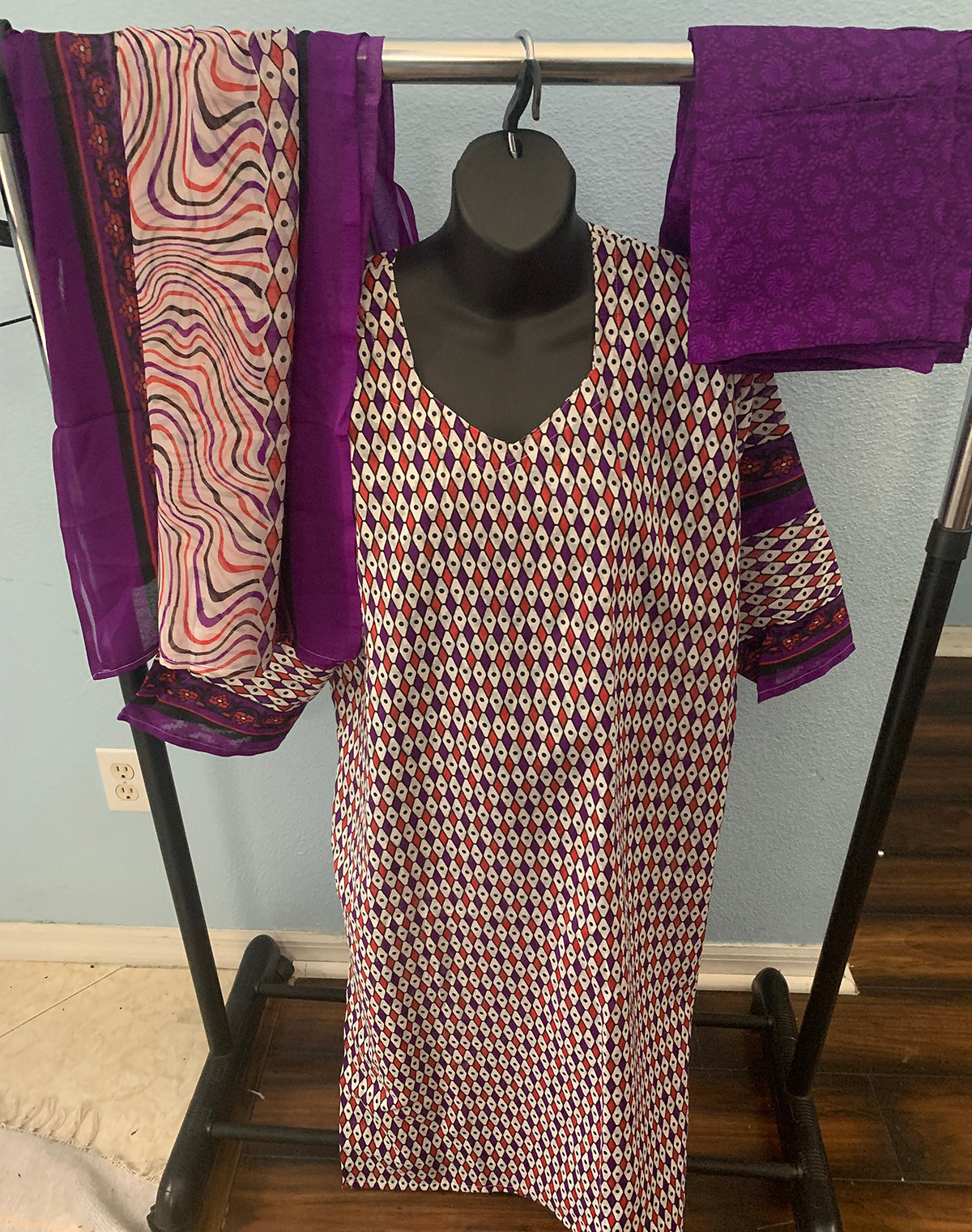 Purple Cotton Salwar kameez Plus Chest Size 52