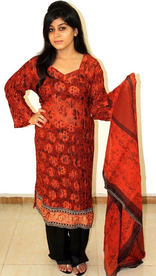 Red silk Salwar kameez Dress Plus Chest Size 50