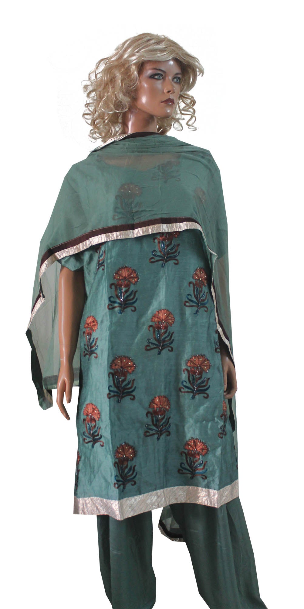 Green Silk Formal Salwar kameez Plus Size 54,56