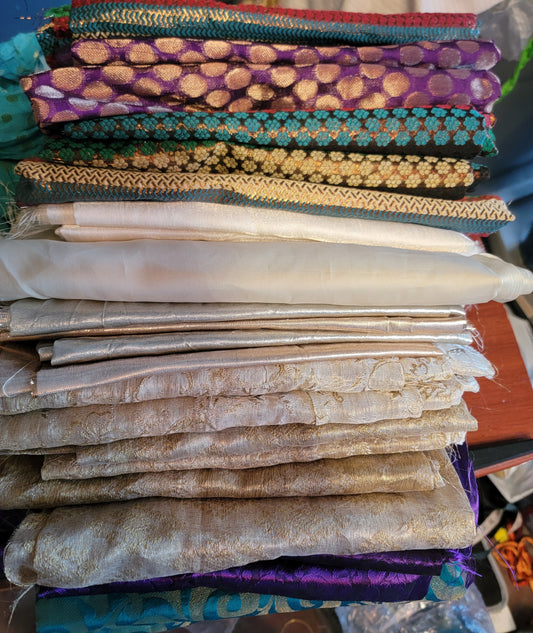 Set of 5 Pieces One Yard each  Art Craft stitching Projects Junk Journal Scrap book Purse & hat decor