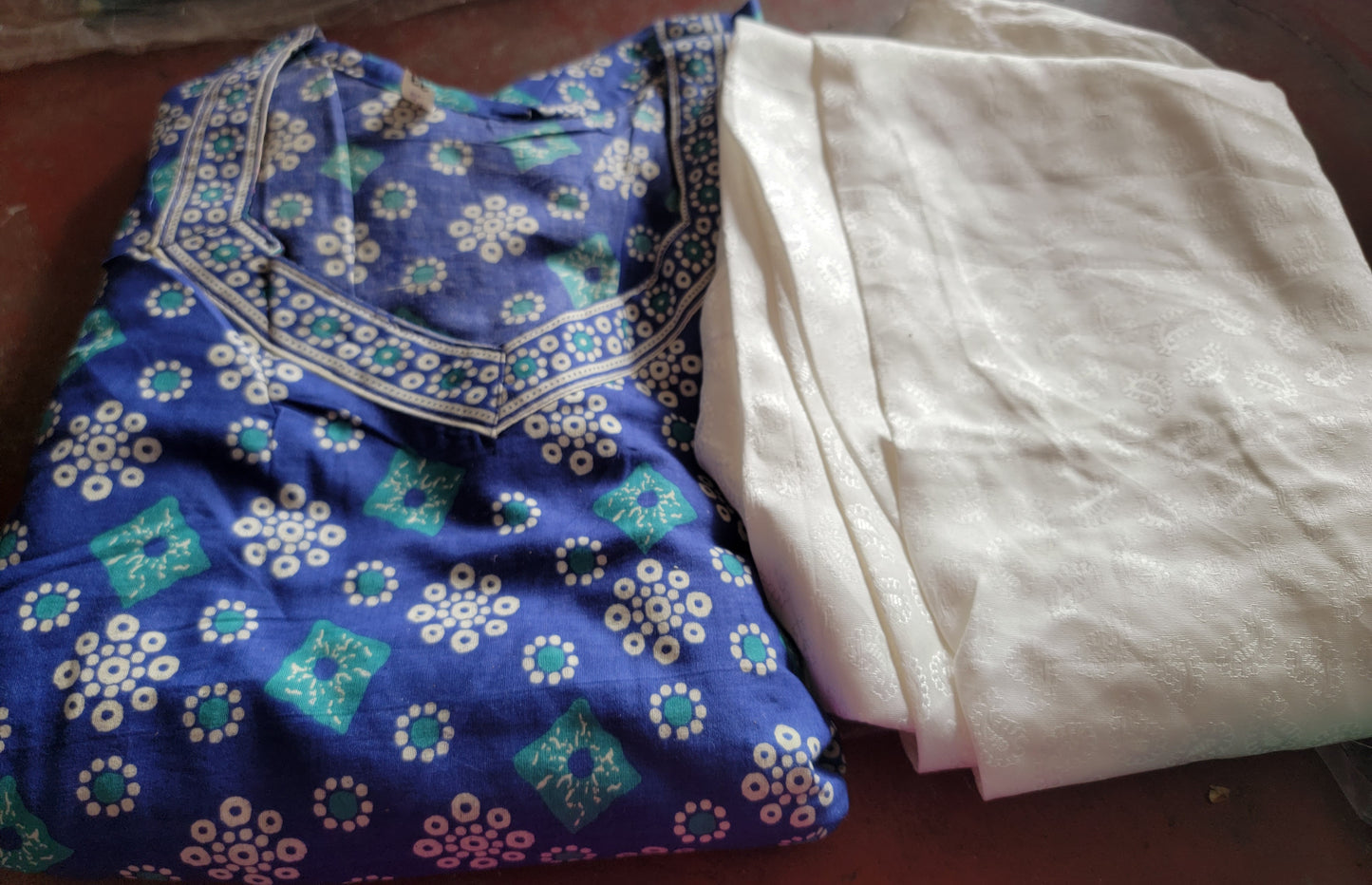 Blue Cotton  Printed  Salwar kameez  plus Chest Size 50 Indian Wedding Party wear