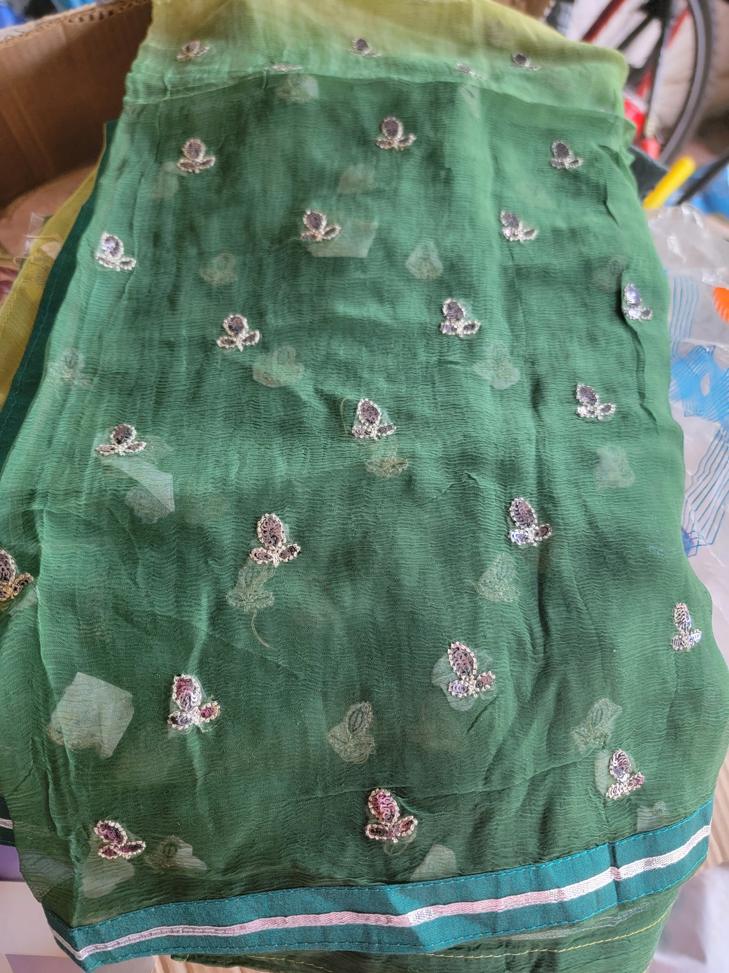 Green Shimmer Dress Salwar kameez Dress Plus Chest Size 48