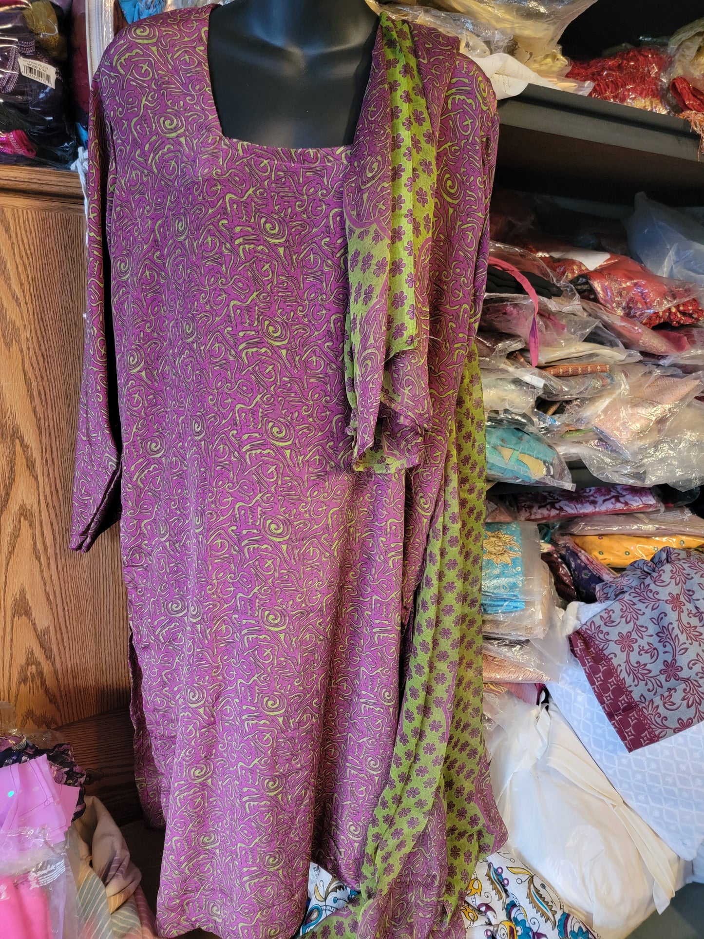 Purple Crepe  Dress Salwar kameez Dress Plus Chest Size 48