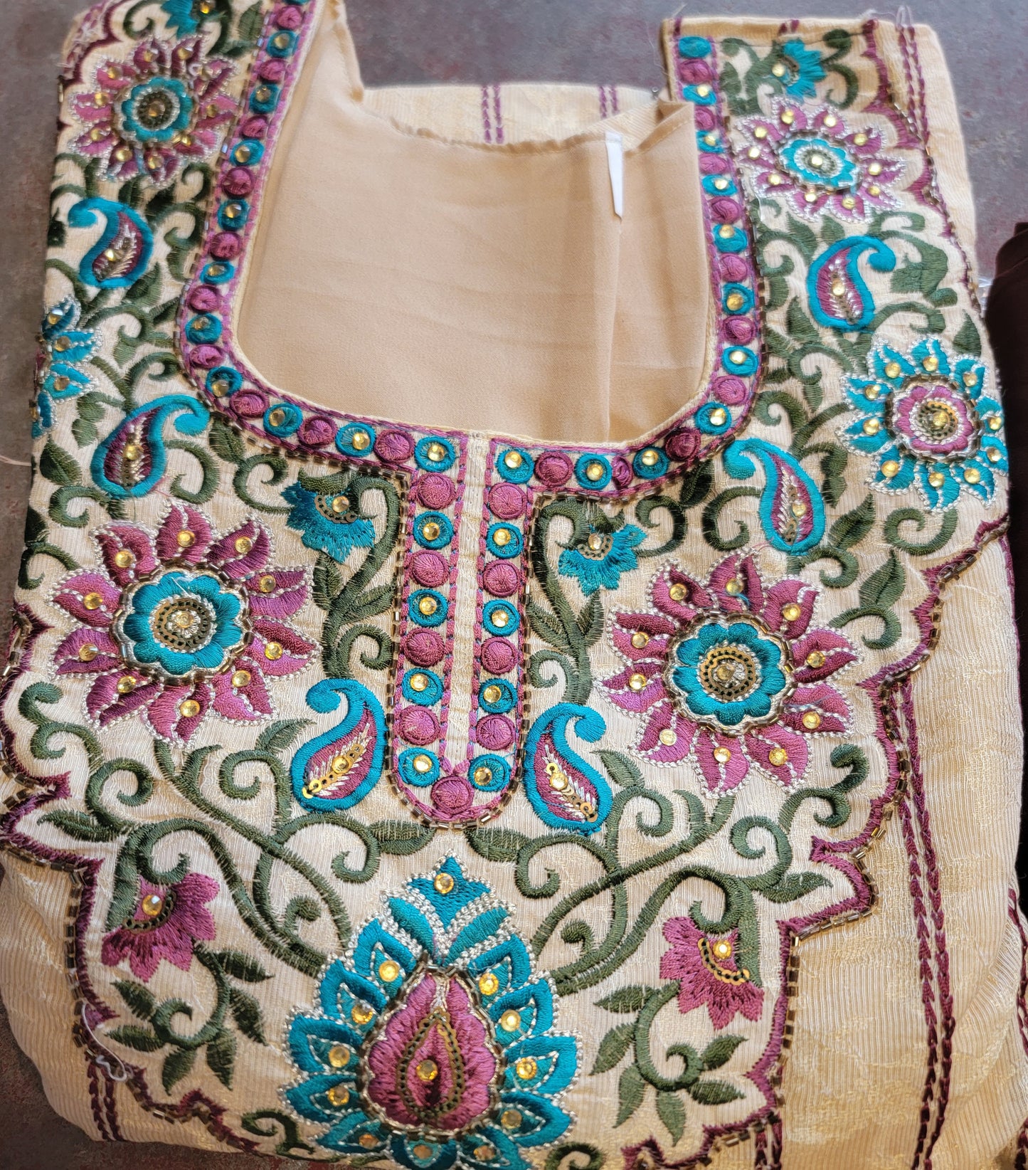 Cream Salwar kameez plus Chest Size 50 wedding party wear