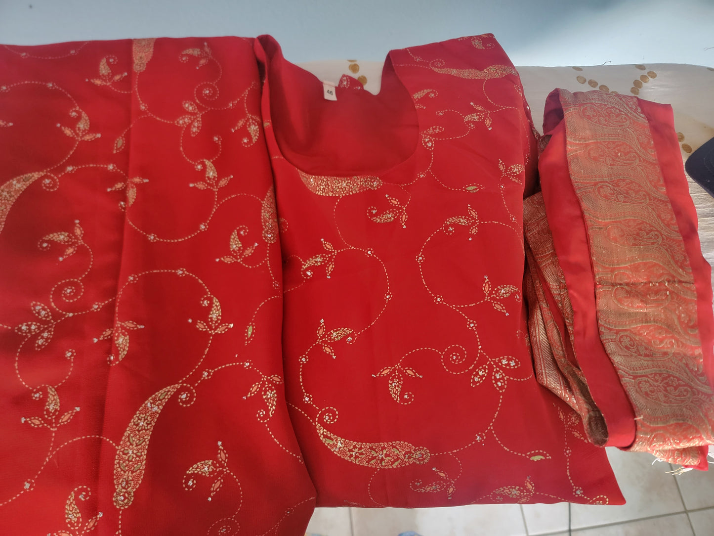 Red  kurta with Lehanga  Dress chest size 44 Long sleeve