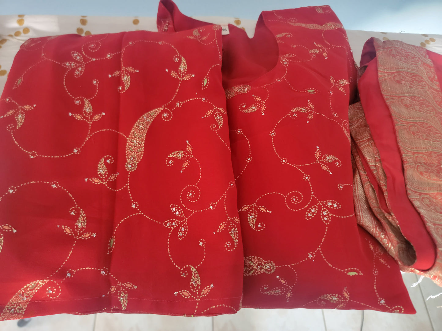 Red  kurta with Lehanga  Dress chest size 44 Long sleeve