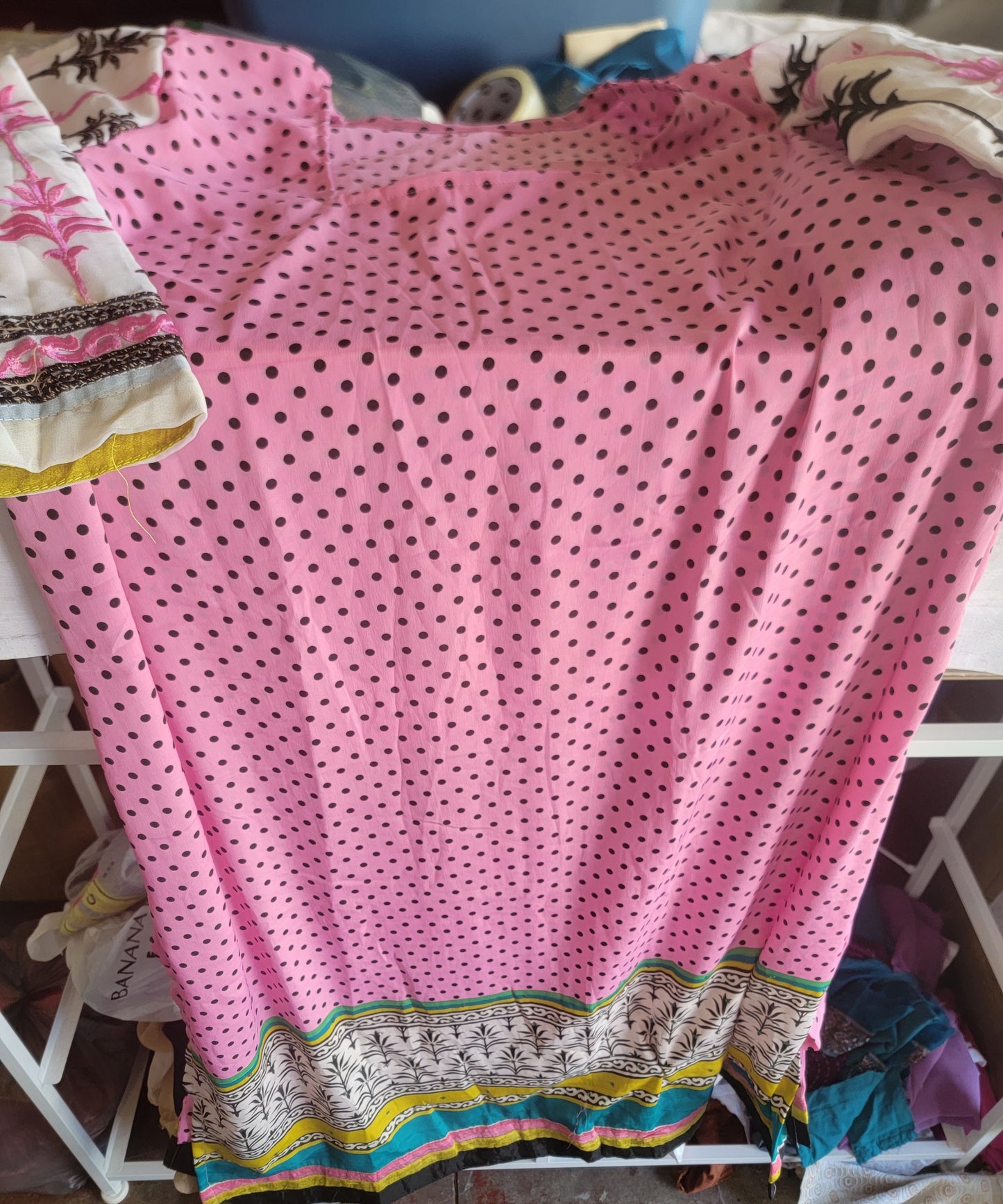 Pink Polka Dot  Salwar kameez Chest 40