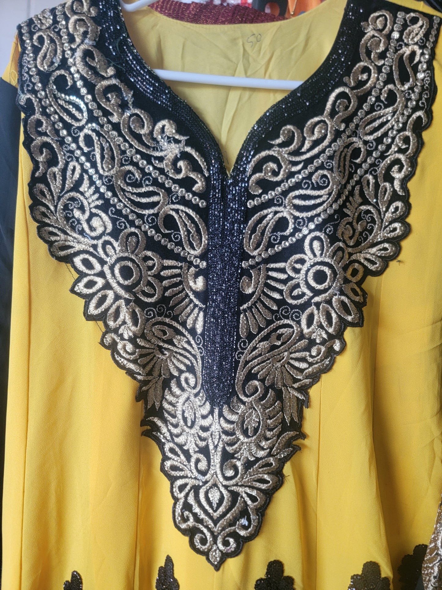 yellow Embroidered Salwar kameez Dress Anarkali  Chest size 50