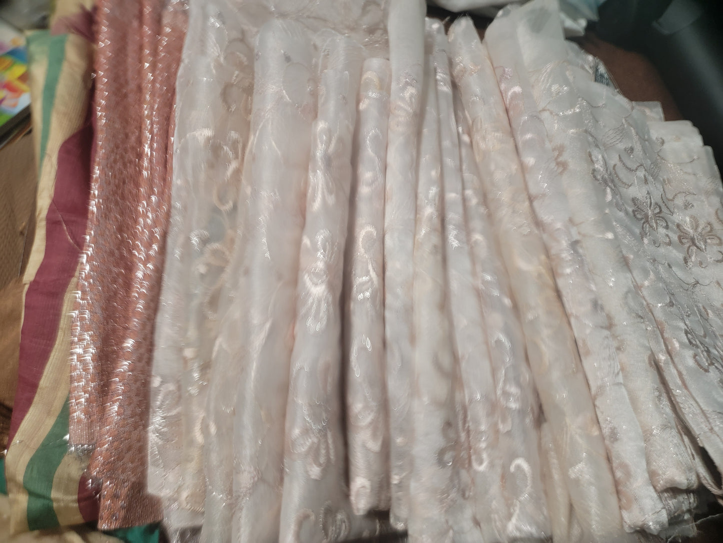 Set 10 Beaded Embroidered Lace Trim Art Craft Stitching fabric Doll Clothes Ornament Projects