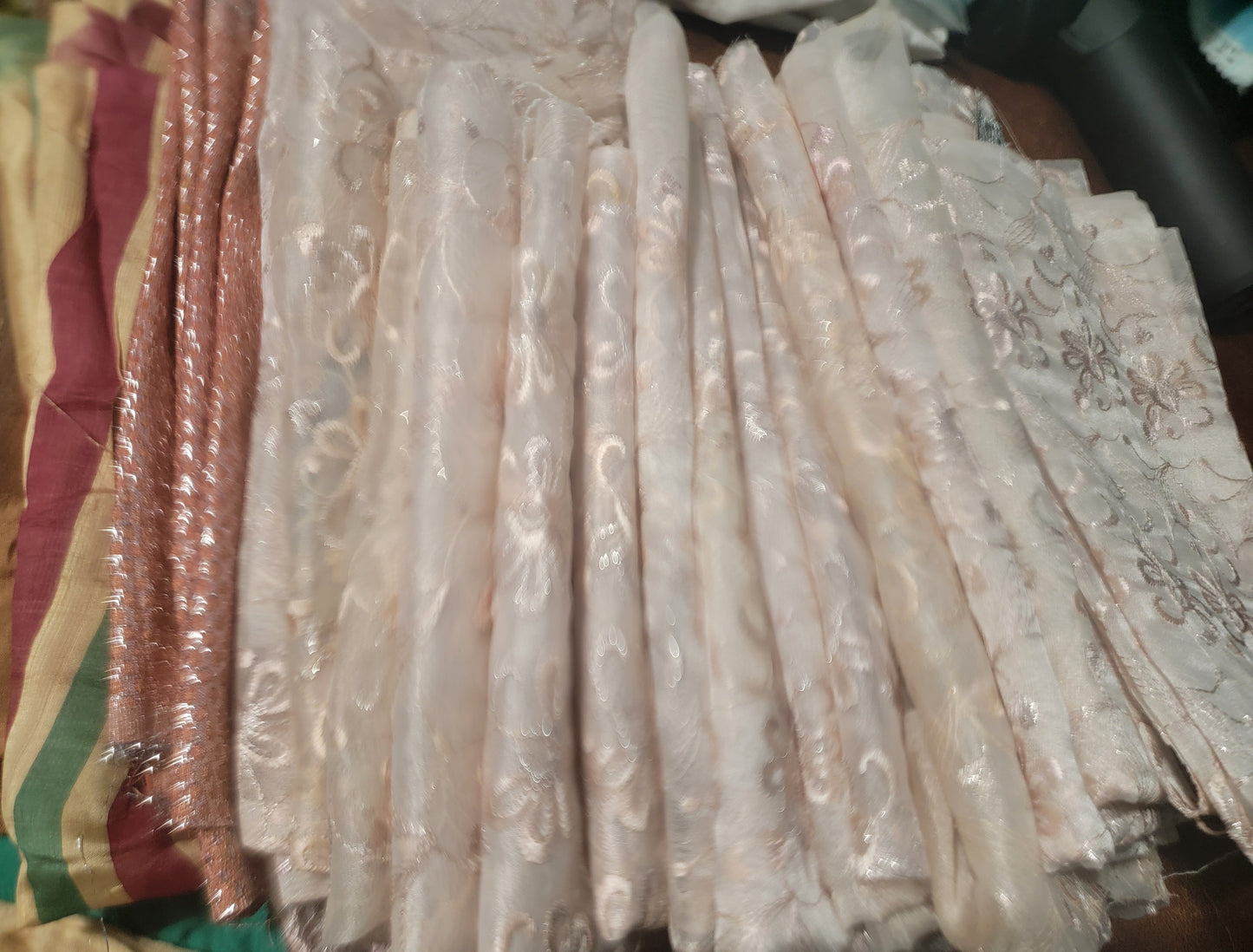 Set 10 Beaded Embroidered Lace Trim Art Craft Stitching fabric Doll Clothes Ornament Projects